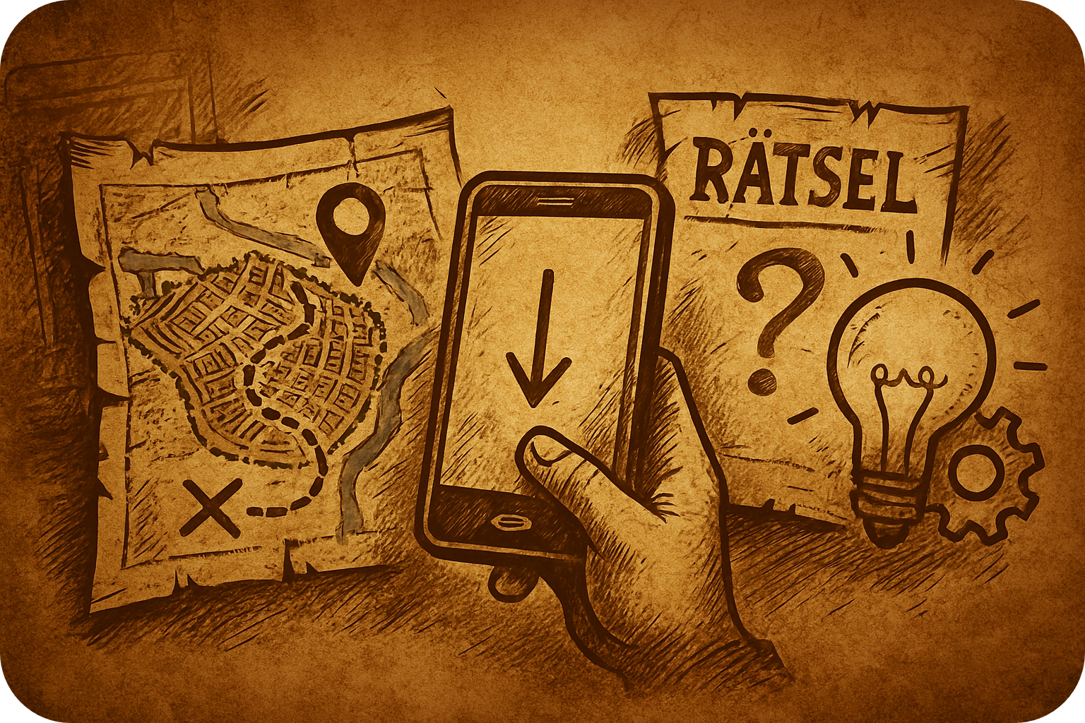 Handy mit Escape Outdoor Spiele-App